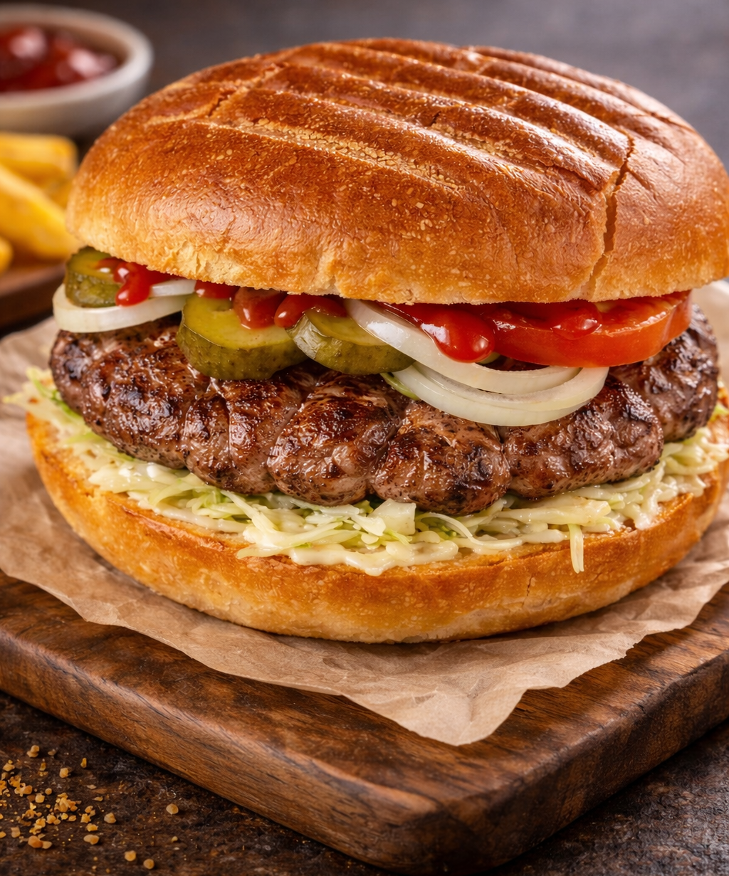 PLEȘCĂVIȚĂ SÂRBEASCĂ (Burger Balcanic)